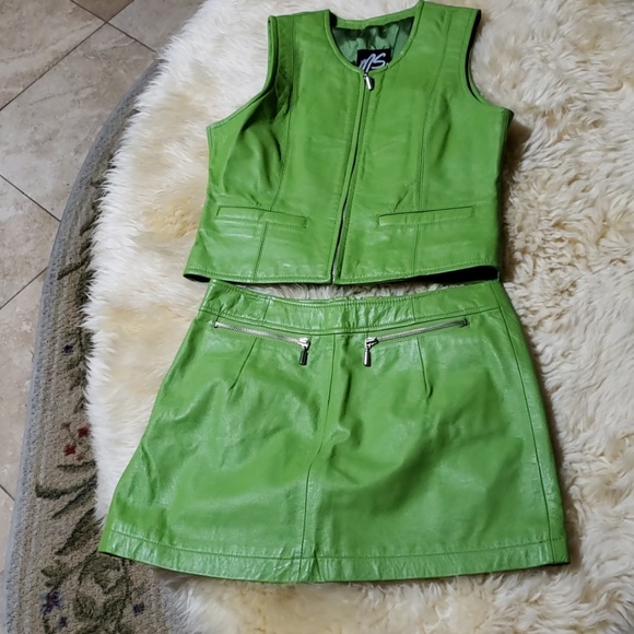 Dresses & Skirts - MX Maxima brand Lime genuine leather 2pc